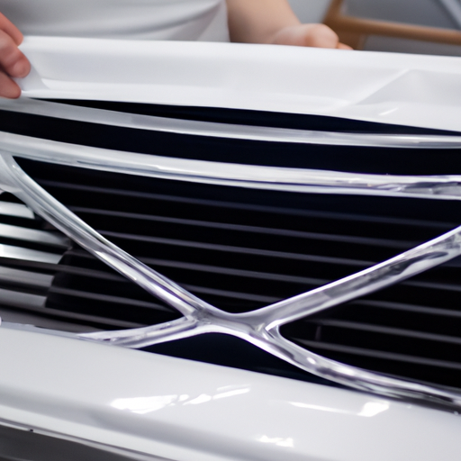 Step-by-step installation process of a flat top grille on a vehicle.